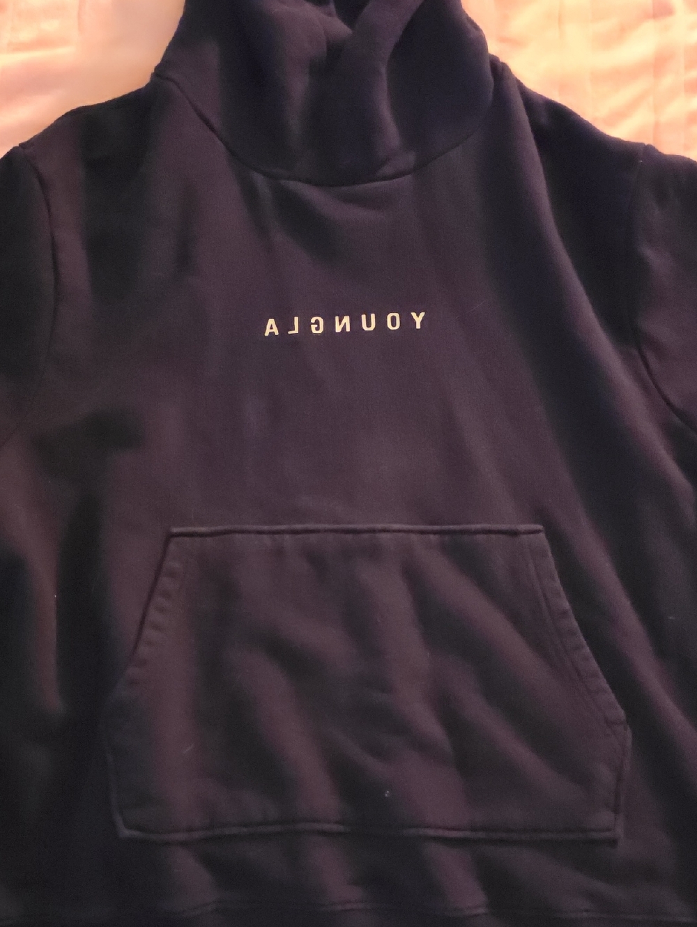 YoungLA Black Pullover Hoodie with Backwards Rare Logo•Large•Heavyweight!